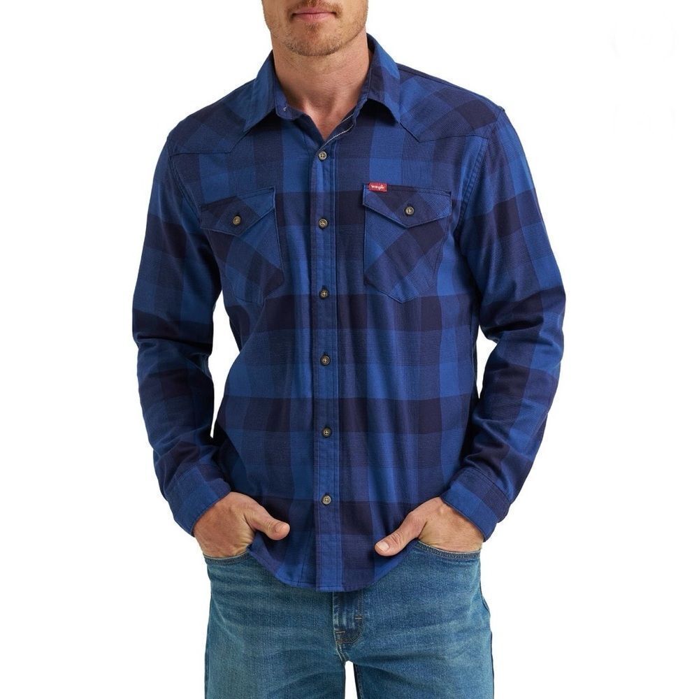 Men’s Wrangler Slim Fit Long Sleeve Woven Twill Button Down Shirt Size S - Picture 4 of 7